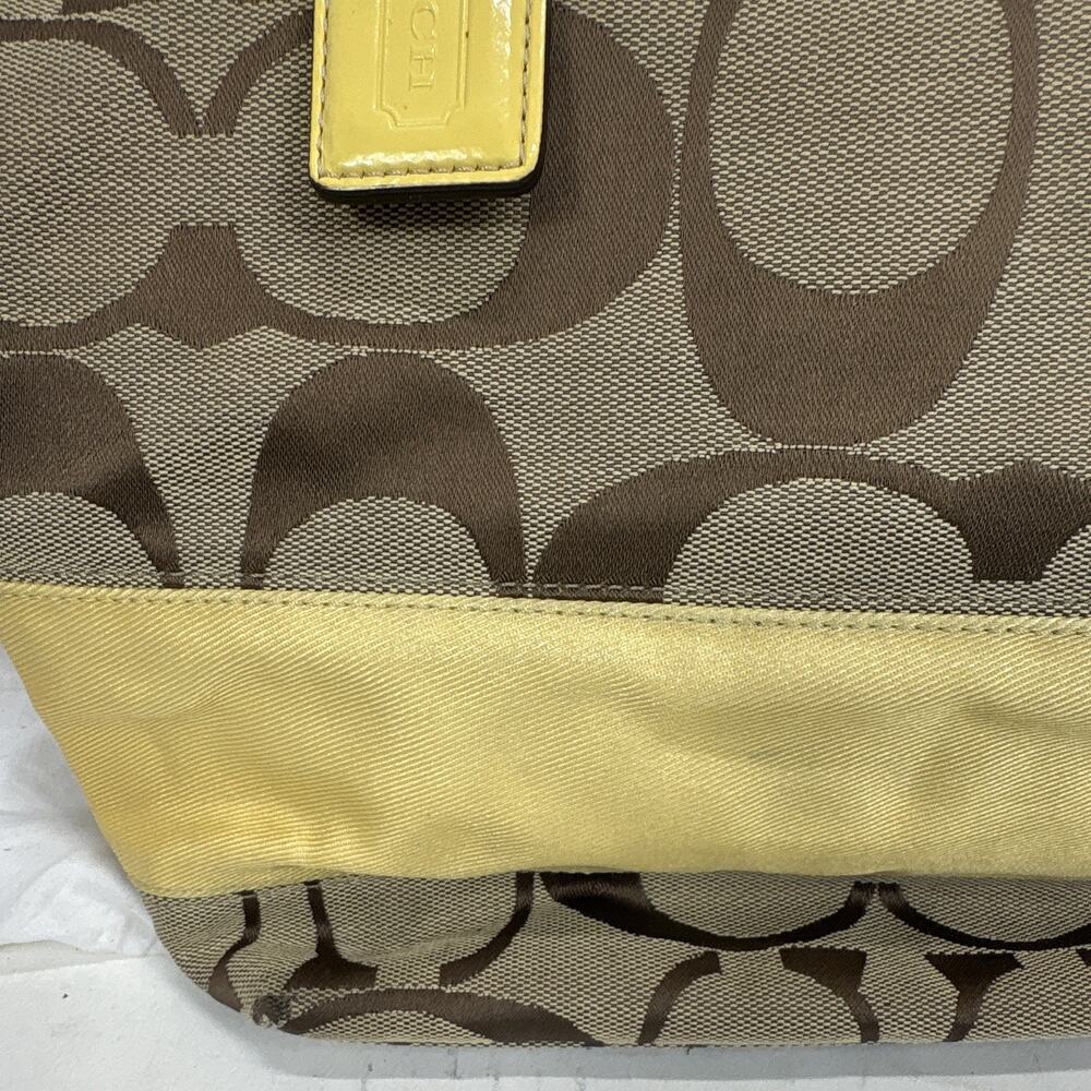 Coach Signature Zip-Top Satchel Handbag Brown/Beige Yellow A1076-F13548 W/wallet - Picture 5 of 16